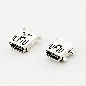 Mini USB / B / Female / Right Angle
